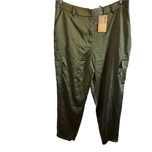 Bailey 44 Pants Green Satin High Rise Cargo Crop XL NWT